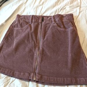 Mauve Corduroy Front Zip Up Skirt